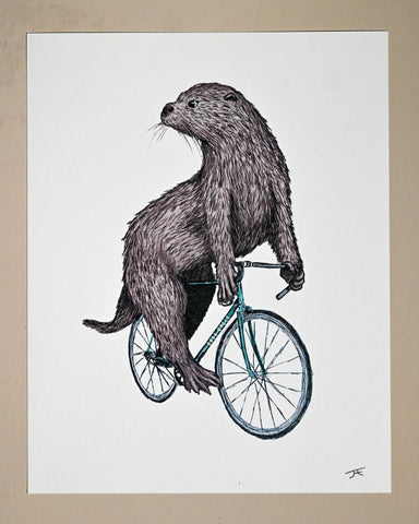Otter on a Bike Print