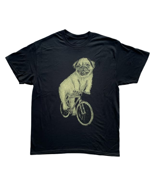 Pug on A Bicycle Men’s/Unisex Shirt - 90’s Heavy Tee - Black / XS - Unisex Tees