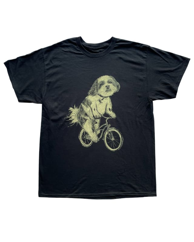 Small Dog on A Bicycle Men’s/Unisex Shirt - 90’s Heavy Tee - Black / XS - Unisex Tees