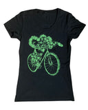 Snake on A Bicycle Women’s Shirt - Classic Slim Tee - Black / S - Women’s