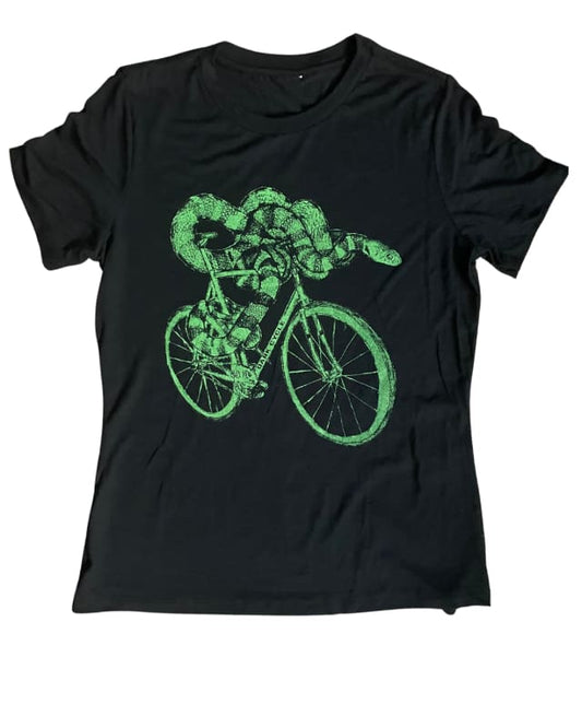 Snake on A Bicycle Women’s Shirt - Standard Tee - Black / S - Women’s