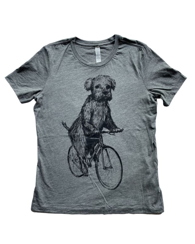Terrier on A Bicycle Women’s Shirt - Standard Tee - Tri-Grey / XS - Women’s