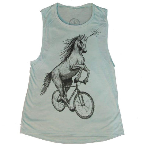 Unicorn on a Bike Women's Muscle Tank Top