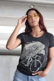 Vulture on a Bike Women’s Shirt - S / Tri-Black - Ladies Tees