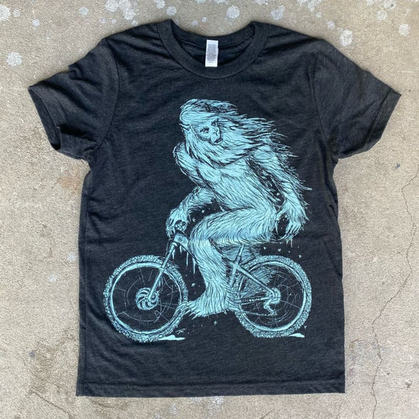 yeti-on-a-bicycle-kids-t-shirt