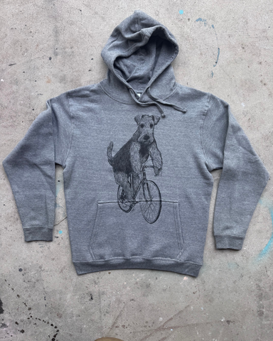 Airedale Terrier on A Bike Unisex Hoodie