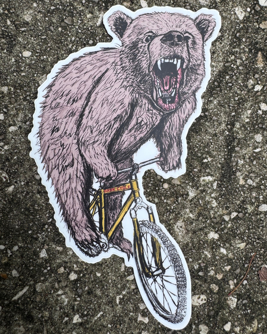 Bear on a Bicycle Vinyl Sticker