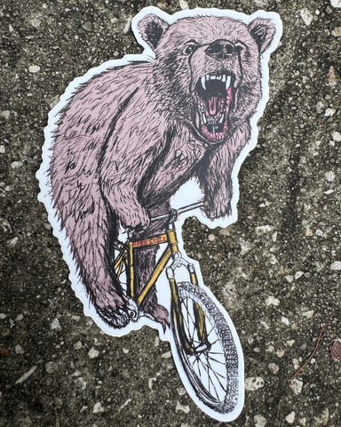 Bear on a Bicycle Vinyl Sticker