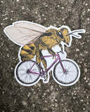 Bee on a Bicycle Vinyl Sticker