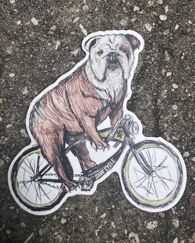 Bulldog on a Bicycle Vinyl Sticker