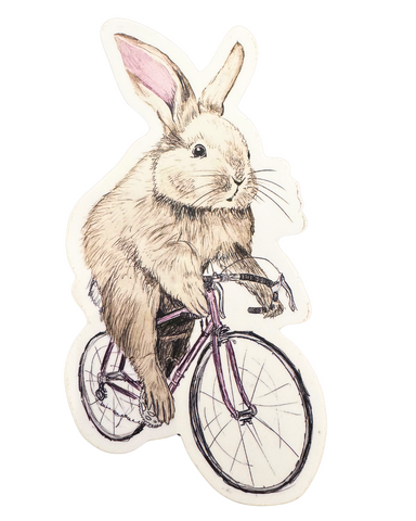 Bunny on a Bicycle Vinyl Sticker