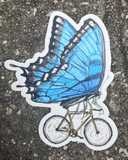 Butterfly on a Bicycle Vinyl Sticker