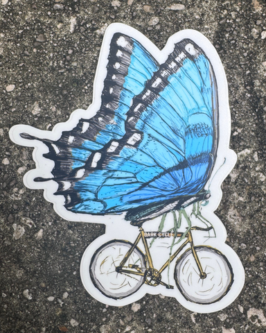 Butterfly on a Bicycle Vinyl Sticker