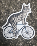 Cat on a Bicycle Vinyl Sticker