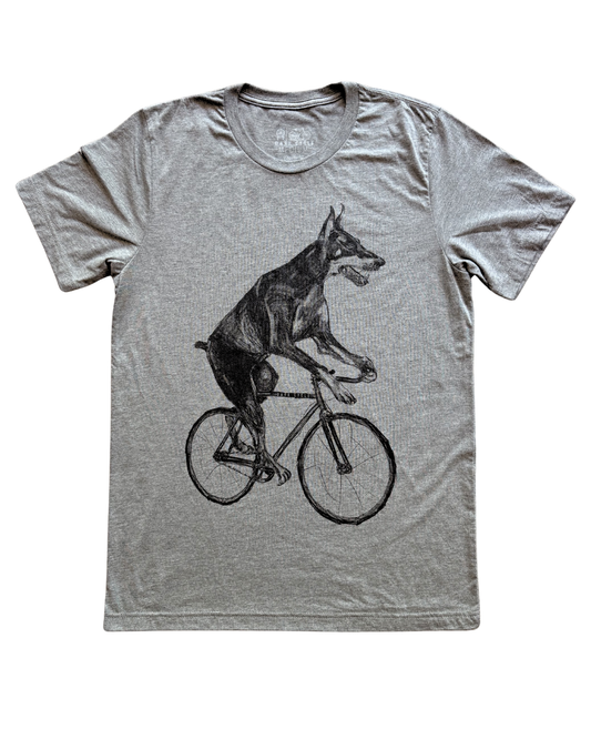Doberman on a Bike Men's/Unisex Shirt
