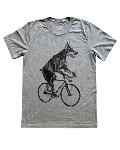 Doberman on a Bike Men's/Unisex Shirt