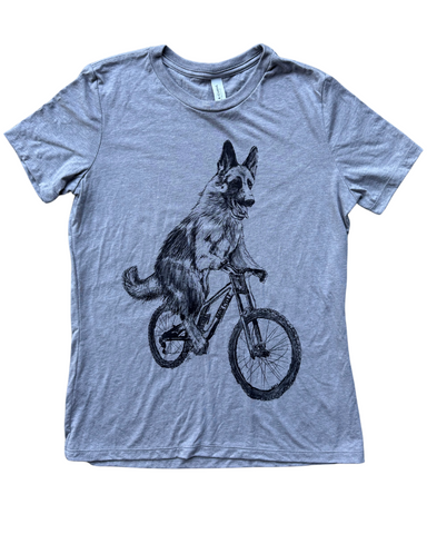 German Shepherd on A Bicycle Women's Shirt