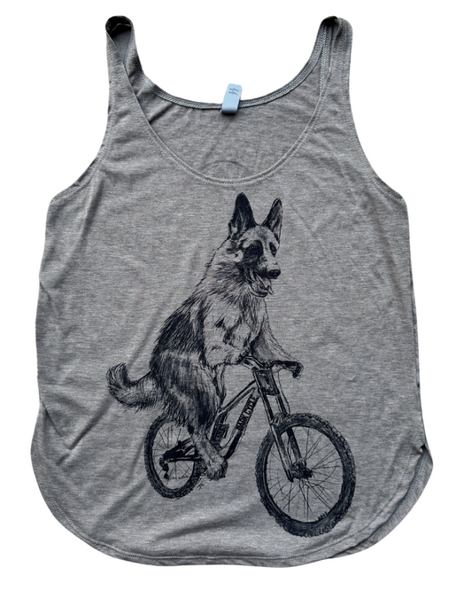 German Shepherd on a Bicycle Women's Fest Tank