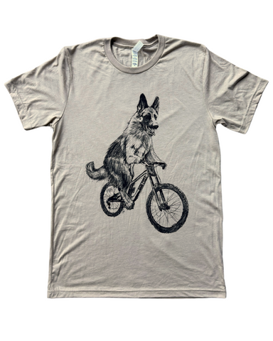 German Shepherd on A Bicycle Men's/Unisex Shirt