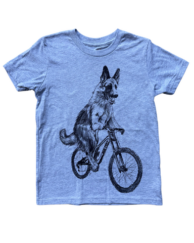 German Shepherd on a Bicycle Youth Shirt