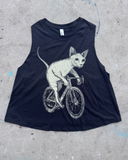 A Hairless Cat on A Bicycle Women's Racerback Crop Tank