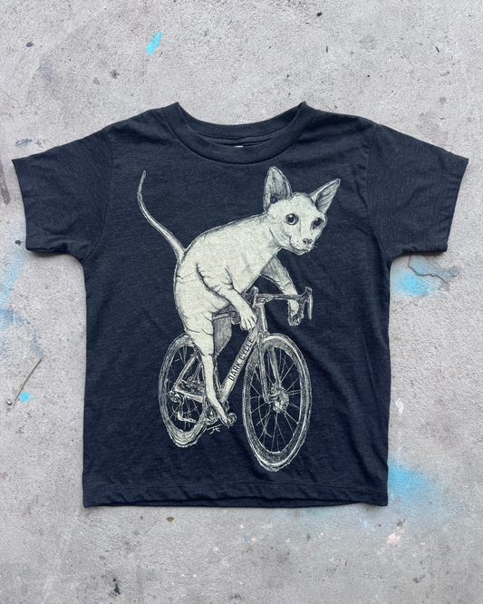 Hairless Cat on a Bicycle Youth Shirt