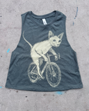A Hairless Cat on A Bicycle Women's Racerback Crop Tank