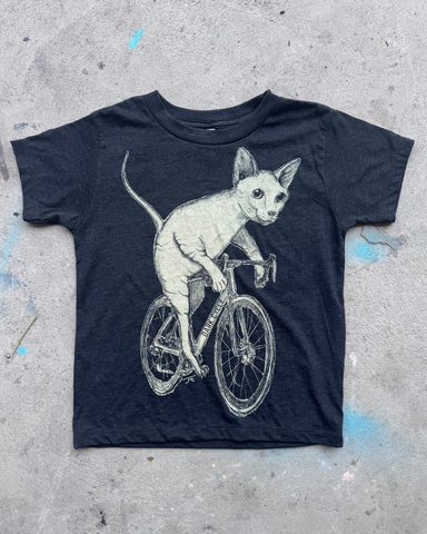 Hairless Cat on a Bicycle Youth Shirt