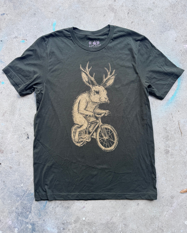 Jackalope on a Bicycle Mens/Unisex Shirt