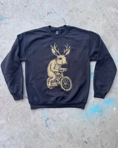 Jackalope on a Bike Pullover Sweater
