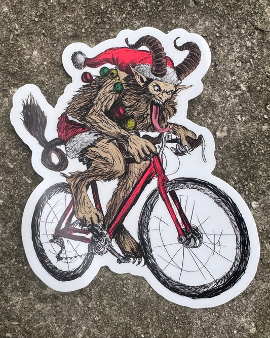 Krampus on a Bike Vinyl Sticker