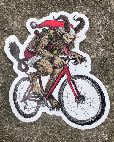 Krampus on a Bike Vinyl Sticker