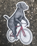 Labrador on a Bicycle Vinyl Sticker