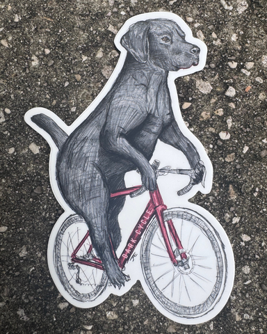 Labrador on a Bicycle Vinyl Sticker