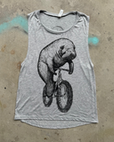 Manatee on a Bicycle Women's Flowy Muscle Tank