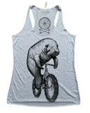 Manatee on a Bicycle Women's Racerback Tank