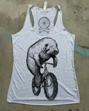 Manatee on a Bicycle Women's Racerback Tank