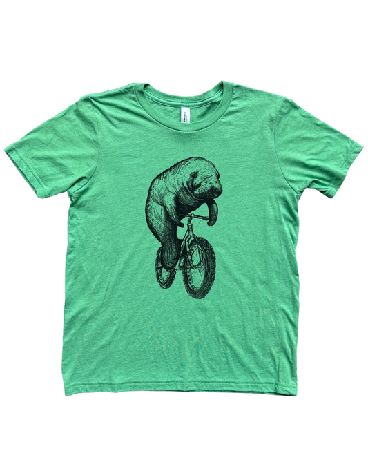 Manatee on a Bicycle Kids T-Shirt