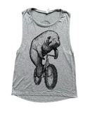 Manatee on a Bicycle Women's Flowy Muscle Tank