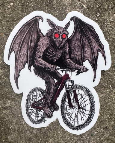 Mothman on a Bike Vinyl Sticker