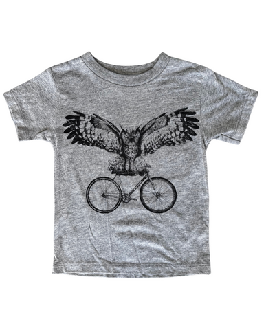 Owl on a Bicycle Kids Shirt