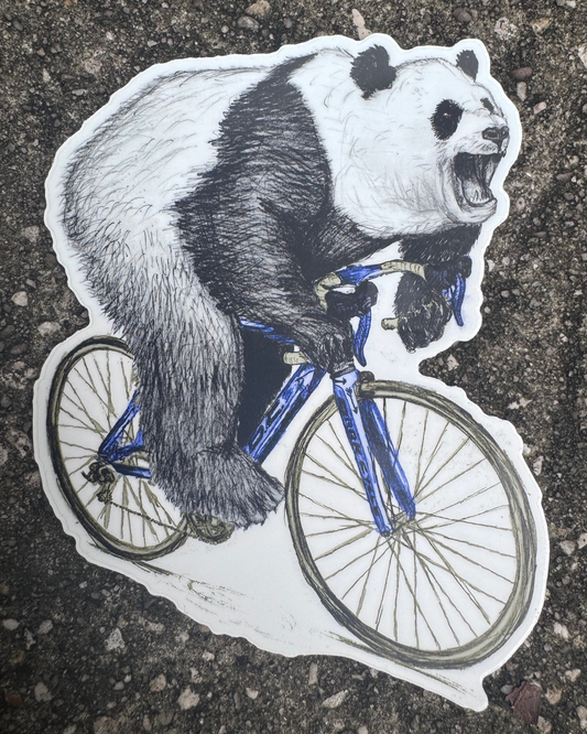 Panda on a Bicycle Vinyl Sticker