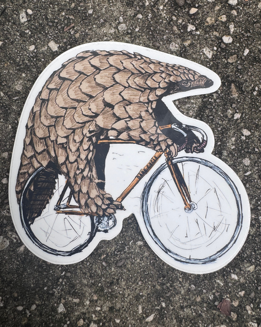 Pangolin on a Bicycle Vinyl Sticker