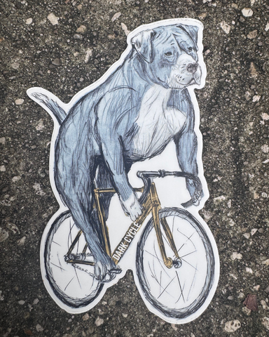 Pit Bull on a Bicycle Vinyl Sticker