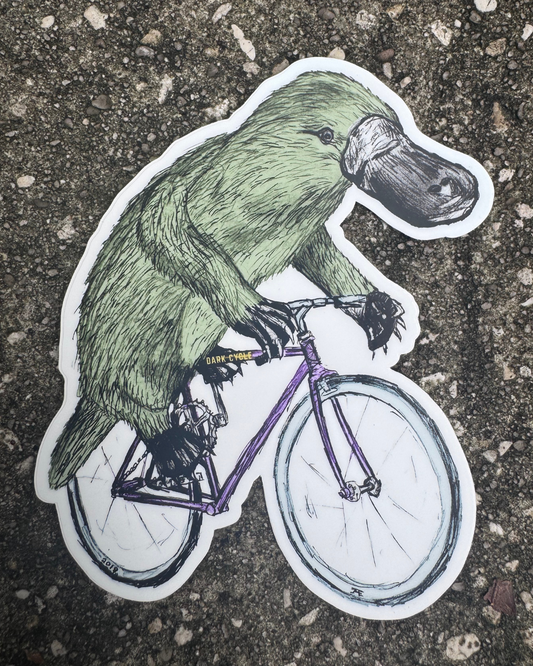 Platypus on a Bicycle Vinyl Sticker