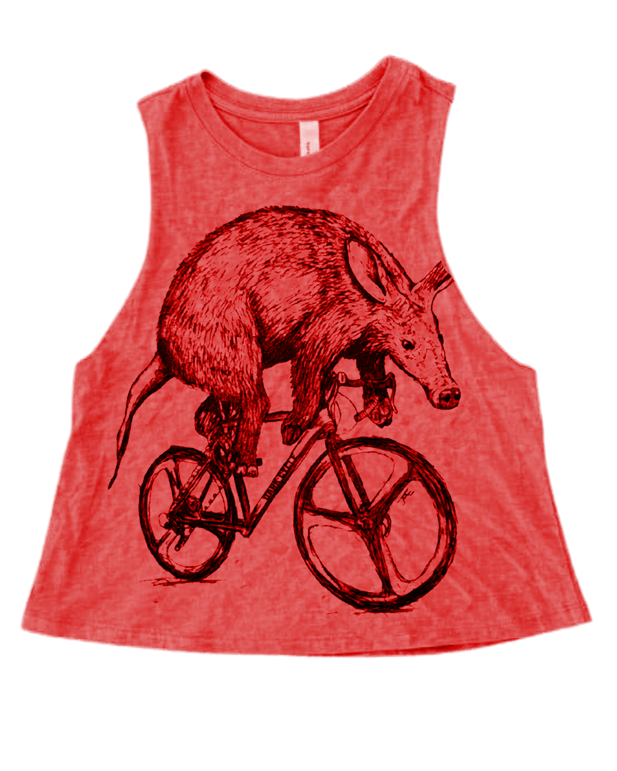 Aardvark on a Bike Racer Cropped Tank