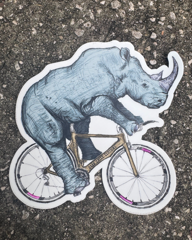 Rhino on a Bicycle Vinyl Sticker