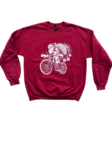 Santa on A Bike Pullover Sweater