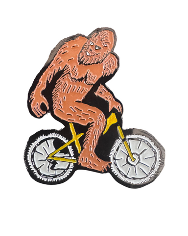 Sasquatch on a Bike Enamel Pin