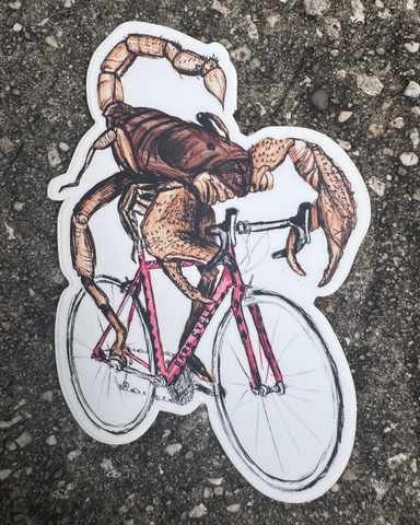 Scorpion on a Bicycle Vinyl Sticker